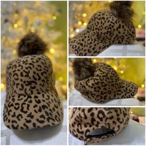 Leopard Print  Hat with Pom Pom